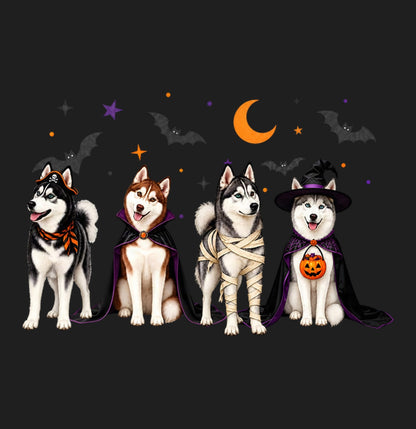 Siberian Husky Halloween Lineup - Adult Tri-Blend T-Shirt