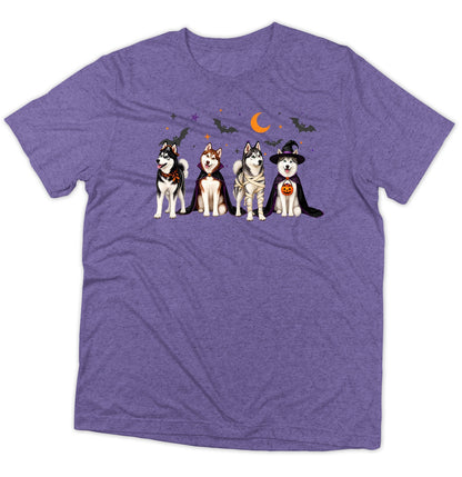 Siberian Husky Halloween Lineup - Adult Tri-Blend T-Shirt