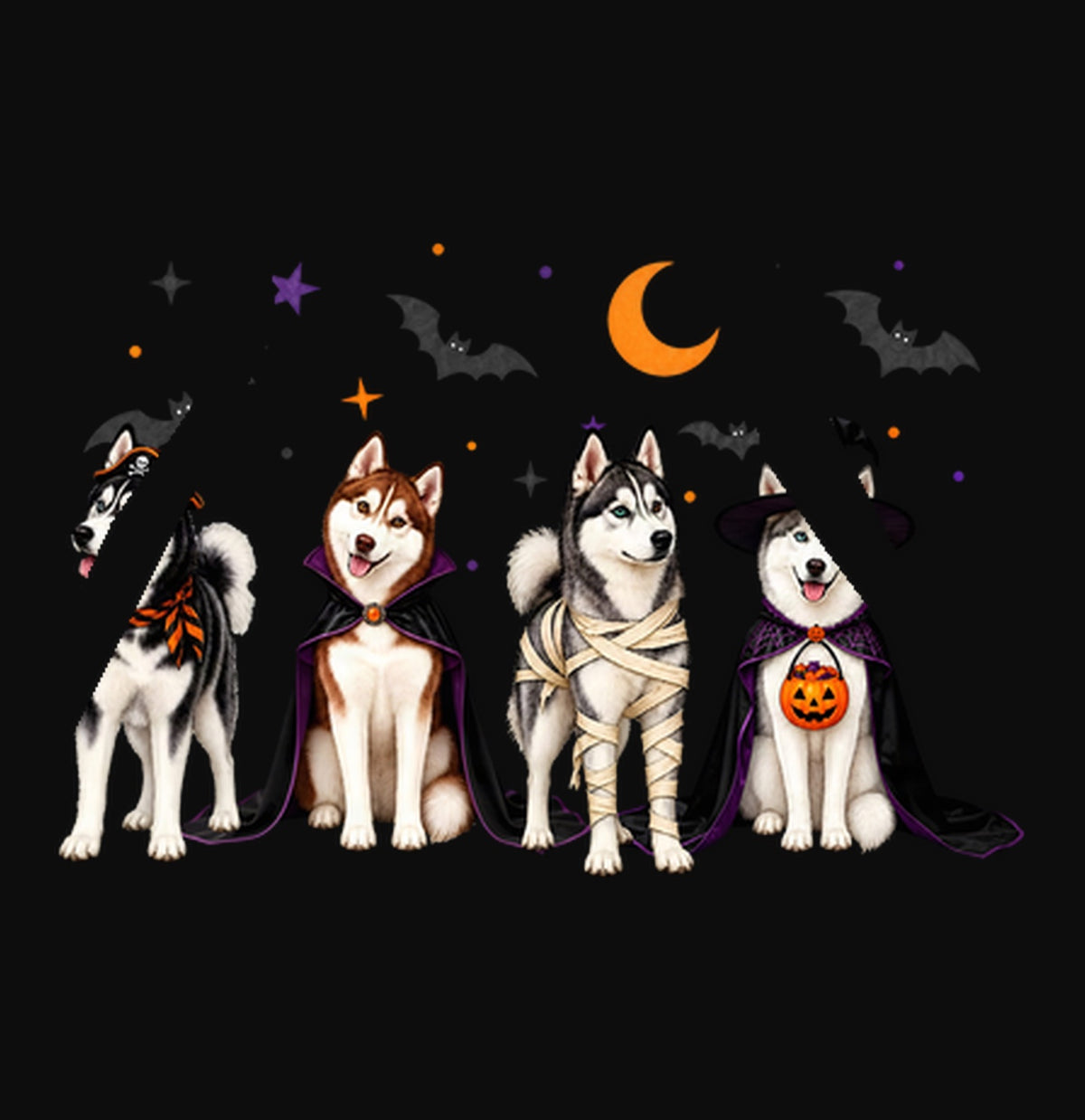 Siberian Husky Halloween Lineup - Adult Unisex Hoodie