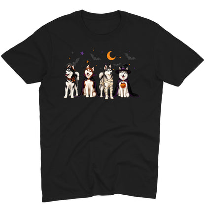 Siberian Husky Halloween Lineup - Adult Unisex T-Shirt