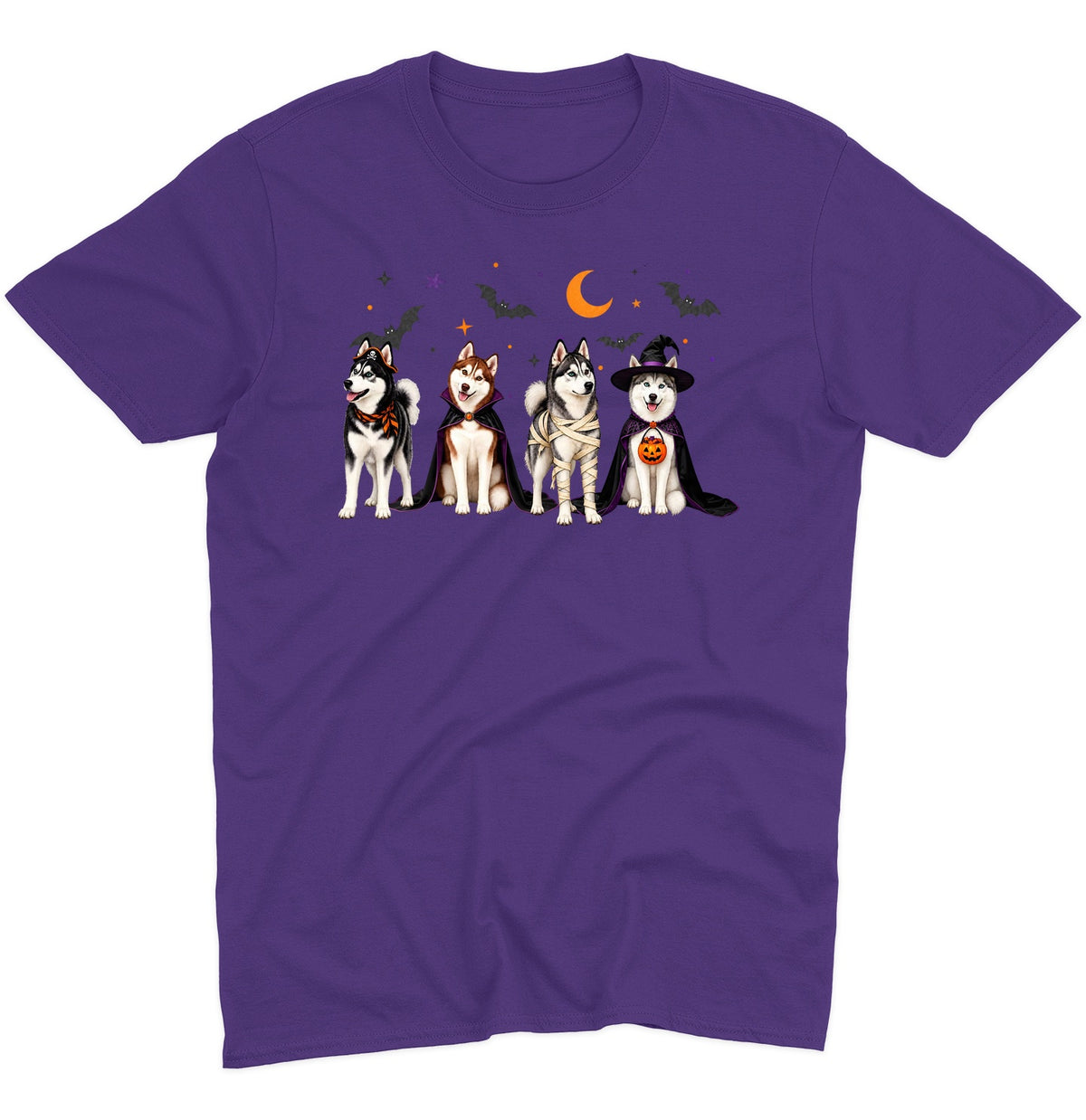 Siberian Husky Halloween Lineup - Adult Unisex T-Shirt