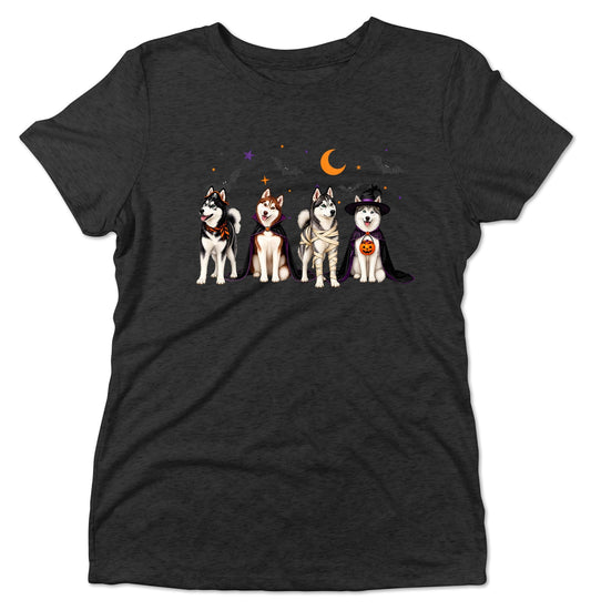 Siberian Husky Halloween Lineup - Women's Tri-Blend T-Shirt