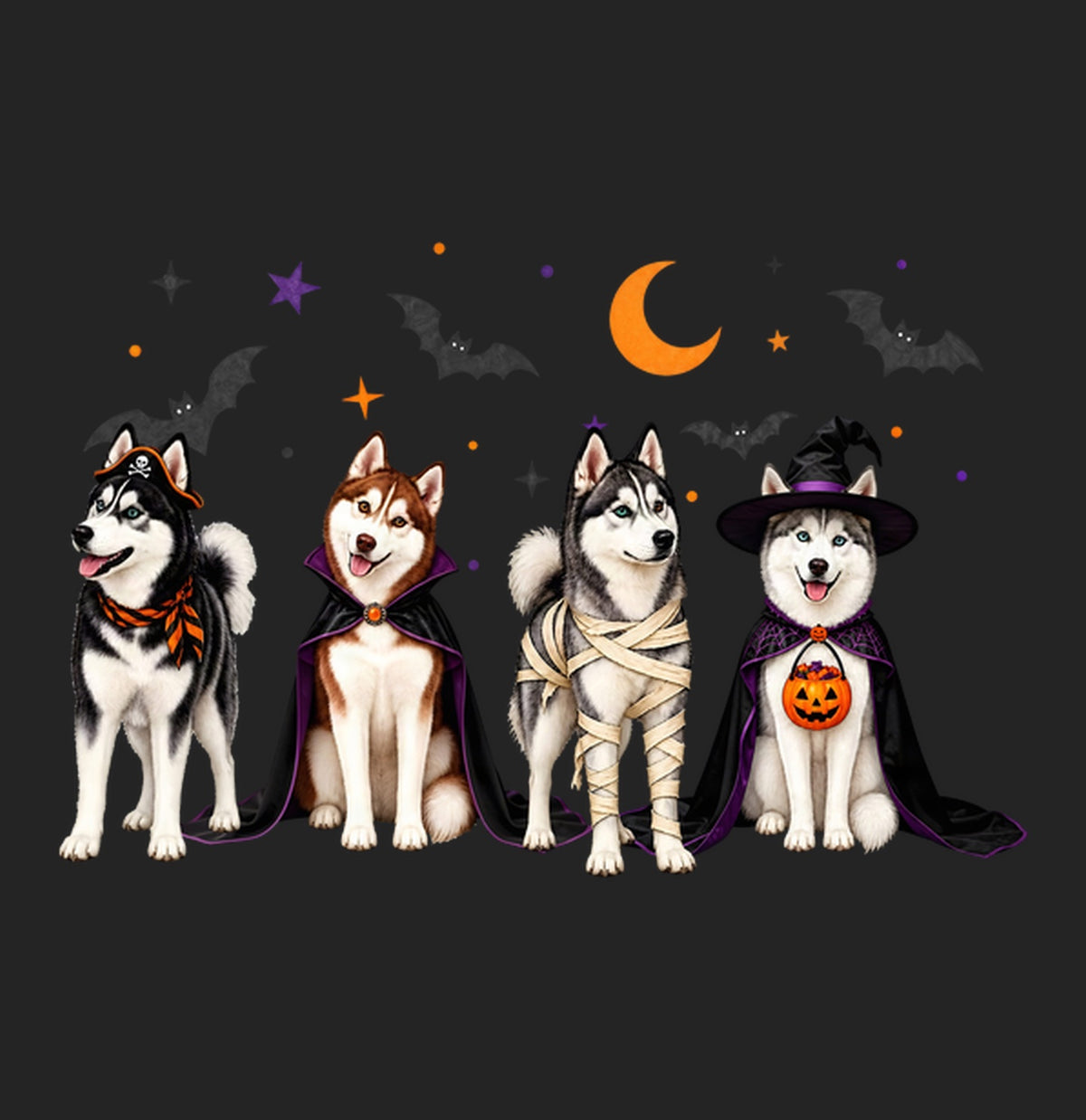 Siberian Husky Halloween Lineup - Women's Tri-Blend T-Shirt