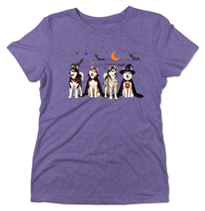 Siberian Husky Halloween Lineup - Women's Tri-Blend T-Shirt