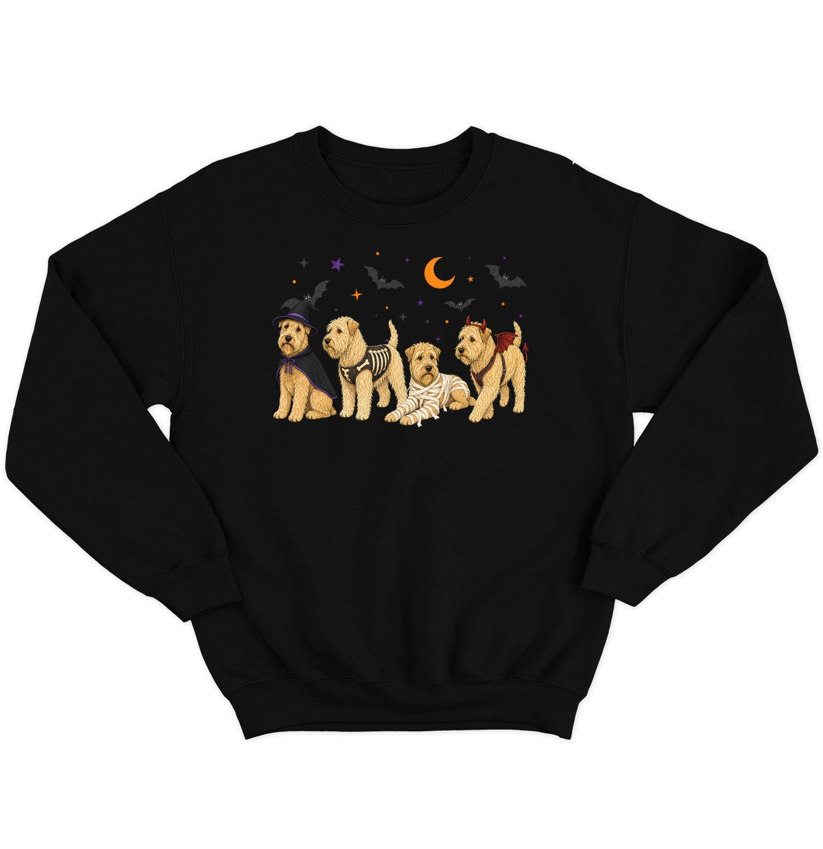 Soft Coated Wheaten Terrier Halloween Lineup - Adult Unisex Crewneck Sweatshirt