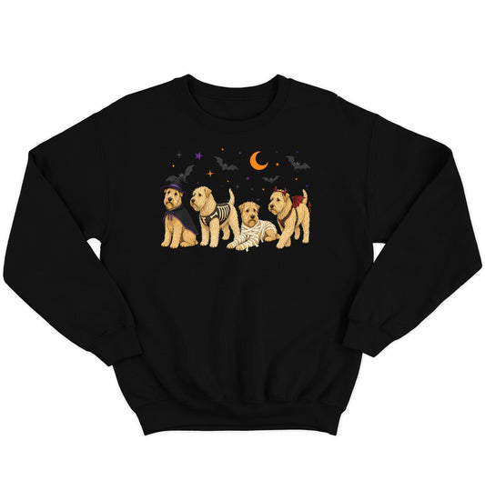 Soft Coated Wheaten Terrier Halloween Lineup - Adult Unisex Crewneck Sweatshirt