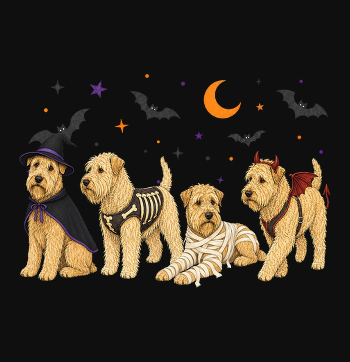 Soft Coated Wheaten Terrier Halloween Lineup - Adult Unisex Crewneck Sweatshirt