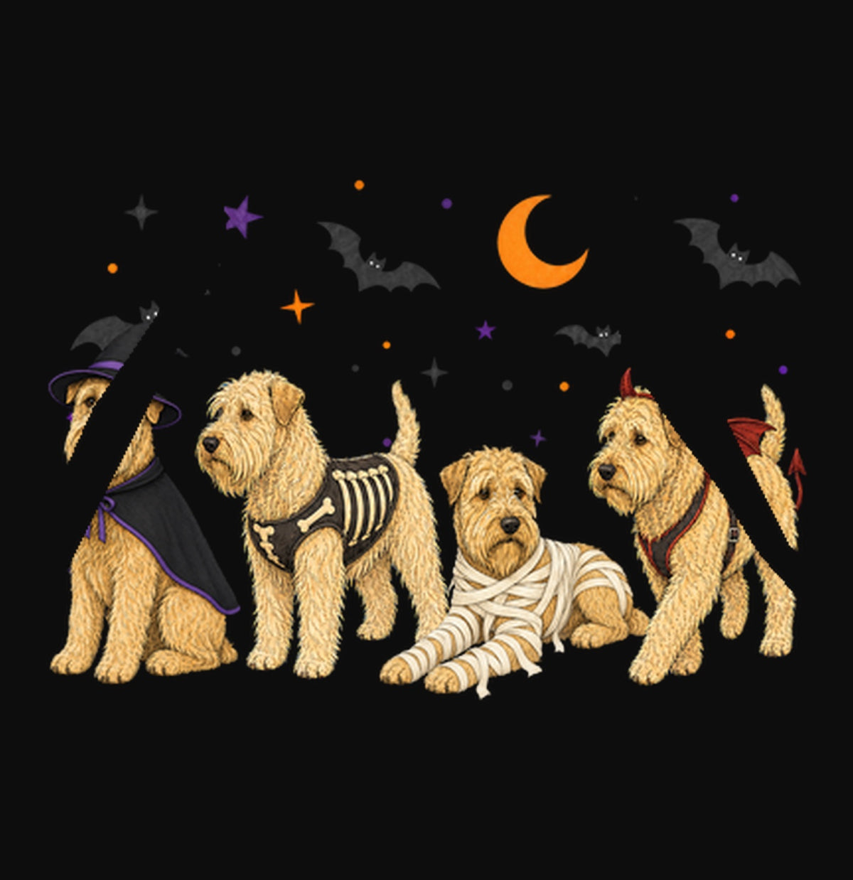 Soft Coated Wheaten Terrier Halloween Lineup - Adult Unisex Hoodie