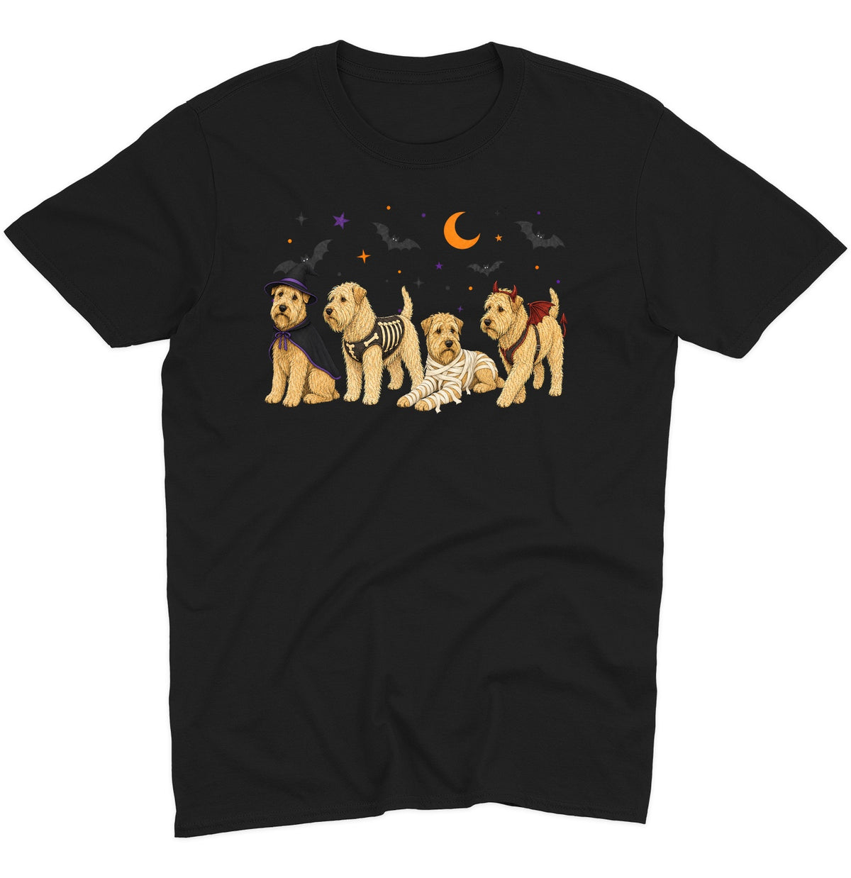 Soft Coated Wheaten Terrier Halloween Lineup - Adult Unisex T-Shirt