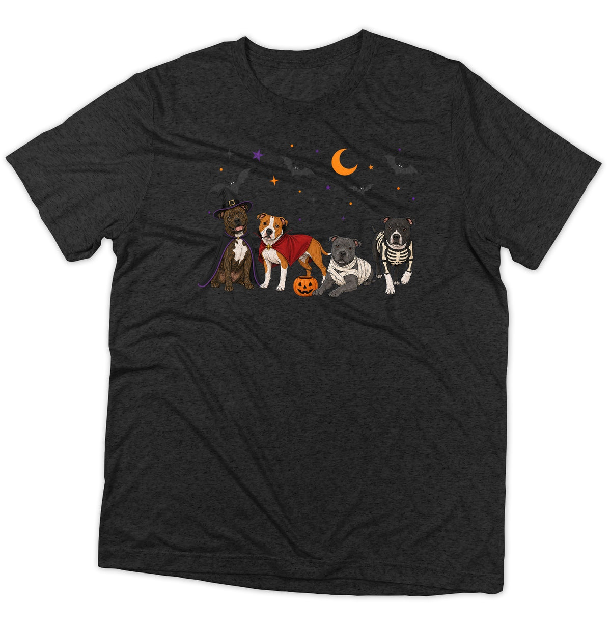 Staffordshire Bull Terrier Halloween Lineup - Adult Tri-Blend T-Shirt