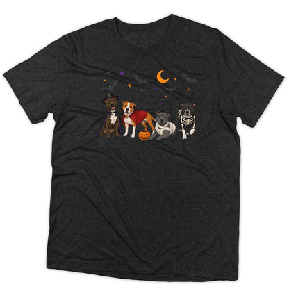 Staffordshire Bull Terrier Halloween Lineup - Adult Tri-Blend T-Shirt