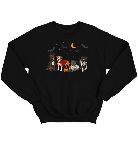 Staffordshire Bull Terrier Halloween Lineup - Adult Unisex Crewneck Sweatshirt