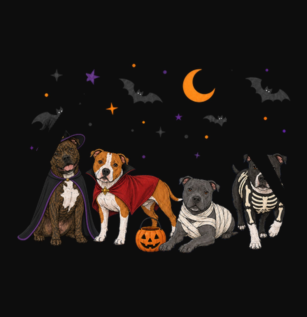 Staffordshire Bull Terrier Halloween Lineup - Adult Unisex Hoodie