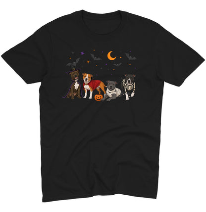 Staffordshire Bull Terrier Halloween Lineup - Adult Unisex T-Shirt