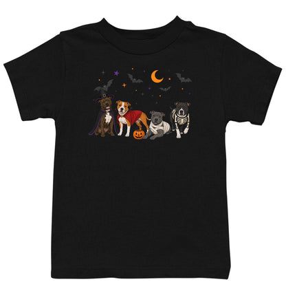 Staffordshire Bull Terrier Halloween Lineup - Kids Unisex T-Shirt
