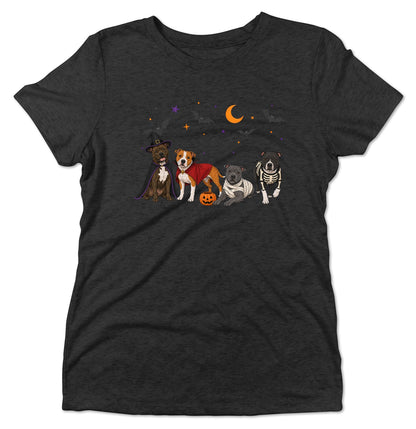 Staffordshire Bull Terrier Halloween Lineup - Women's Tri-Blend T-Shirt