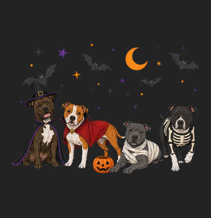 Staffordshire Bull Terrier Halloween Lineup - Women's Tri-Blend T-Shirt