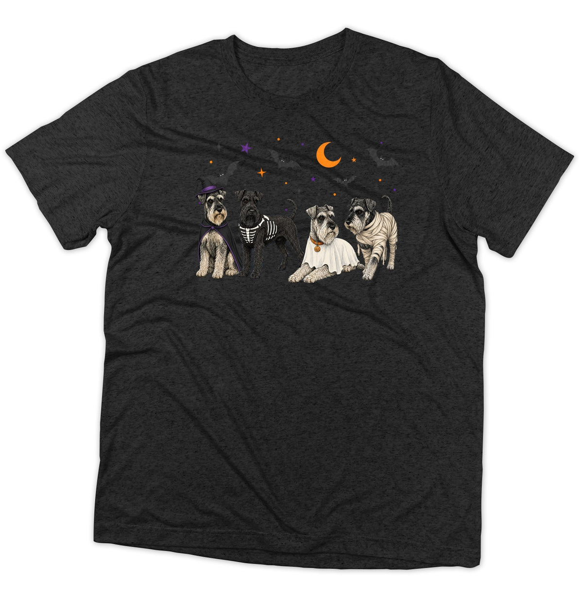 Standard Schnauzer Halloween Lineup - Adult Tri-Blend T-Shirt