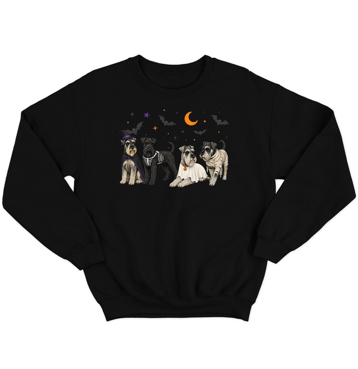 Standard Schnauzer Halloween Lineup - Adult Unisex Crewneck Sweatshirt