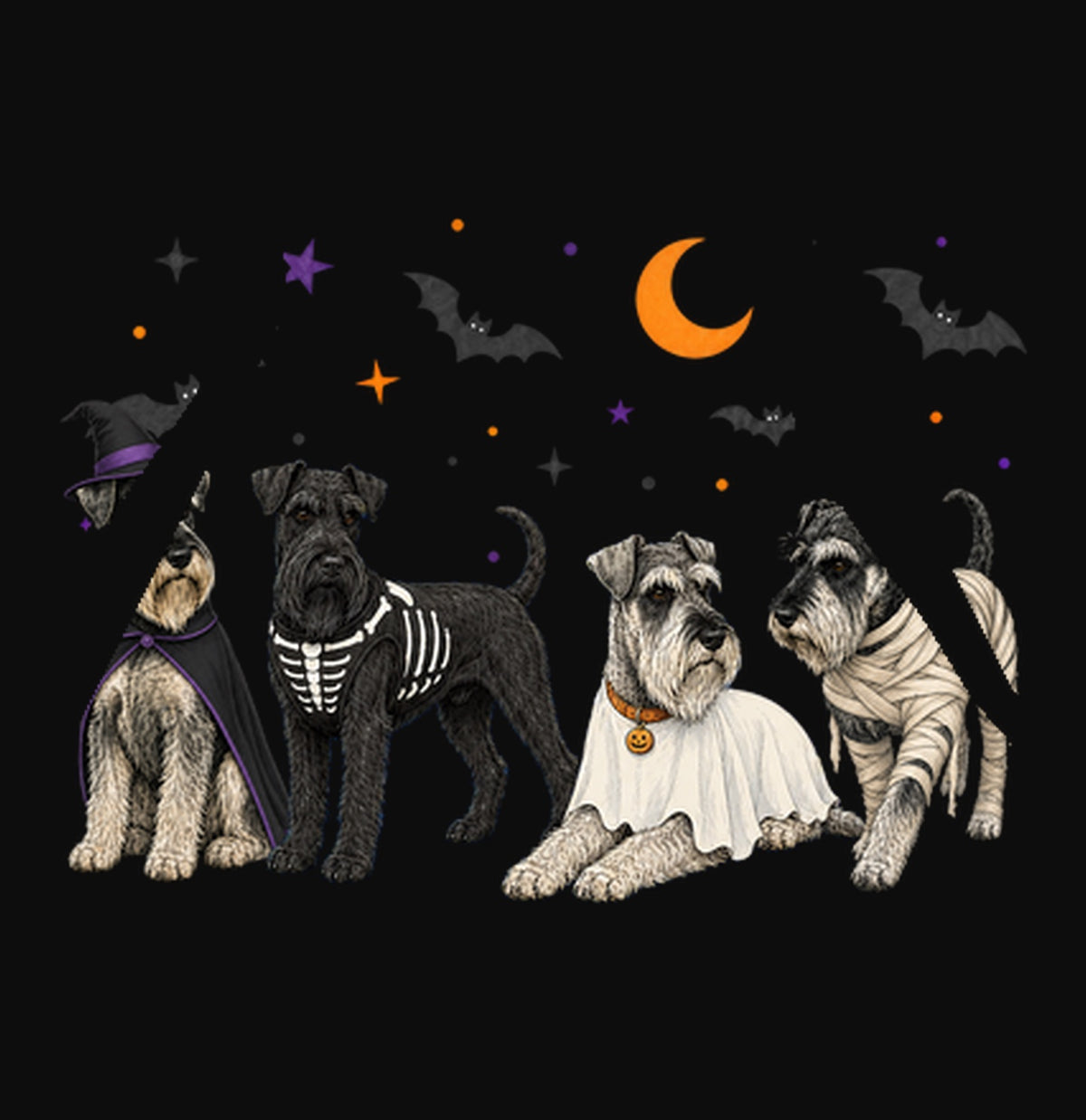 Standard Schnauzer Halloween Lineup - Adult Unisex Hoodie