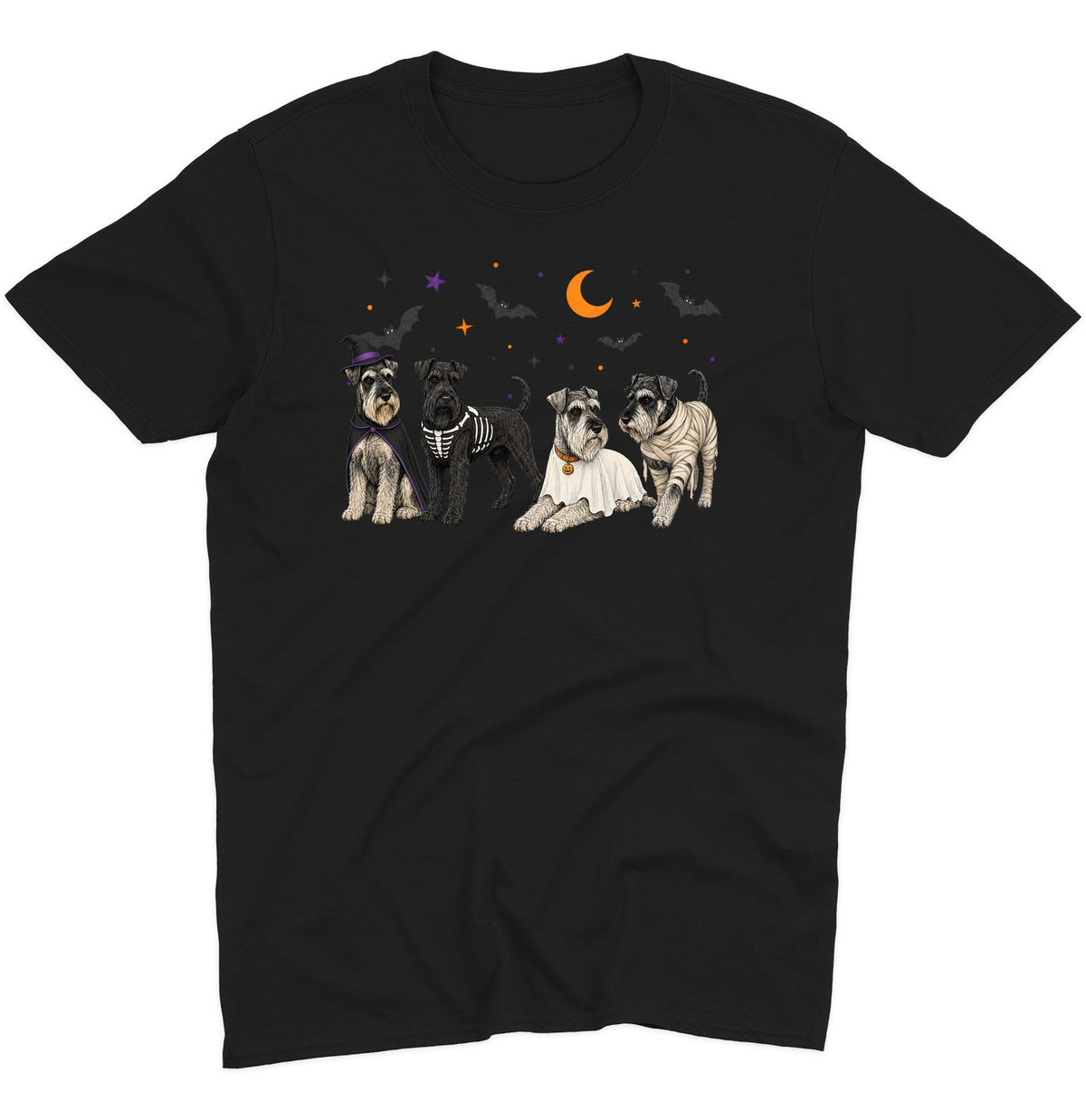 Standard Schnauzer Halloween Lineup - Adult Unisex T-Shirt
