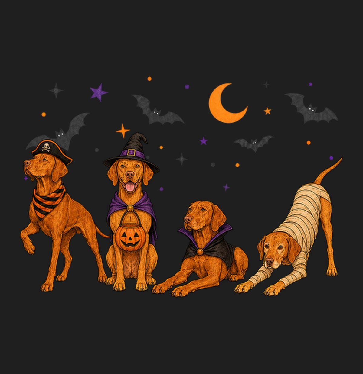 Vizsla Halloween Lineup - Adult Tri-Blend T-Shirt