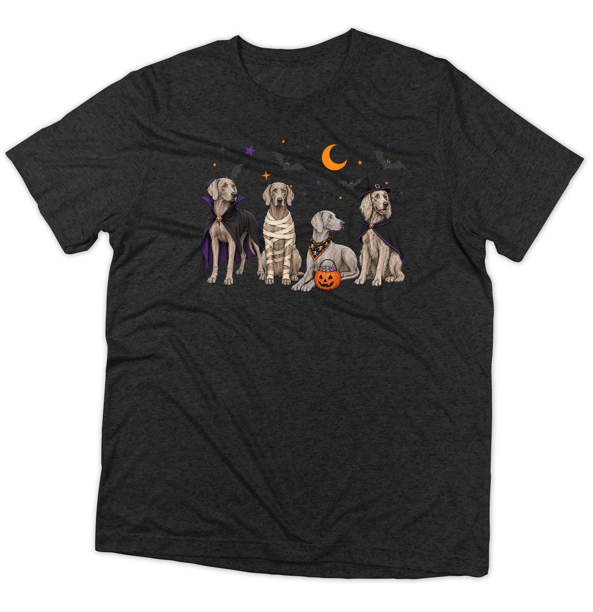 Weimaraner Halloween Lineup - Adult Tri-Blend T-Shirt
