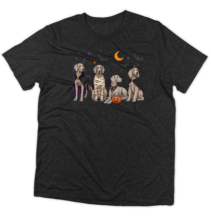 Weimaraner Halloween Lineup - Adult Tri-Blend T-Shirt