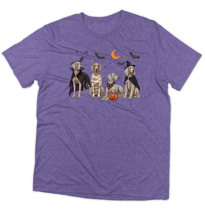 Weimaraner Halloween Lineup - Adult Tri-Blend T-Shirt