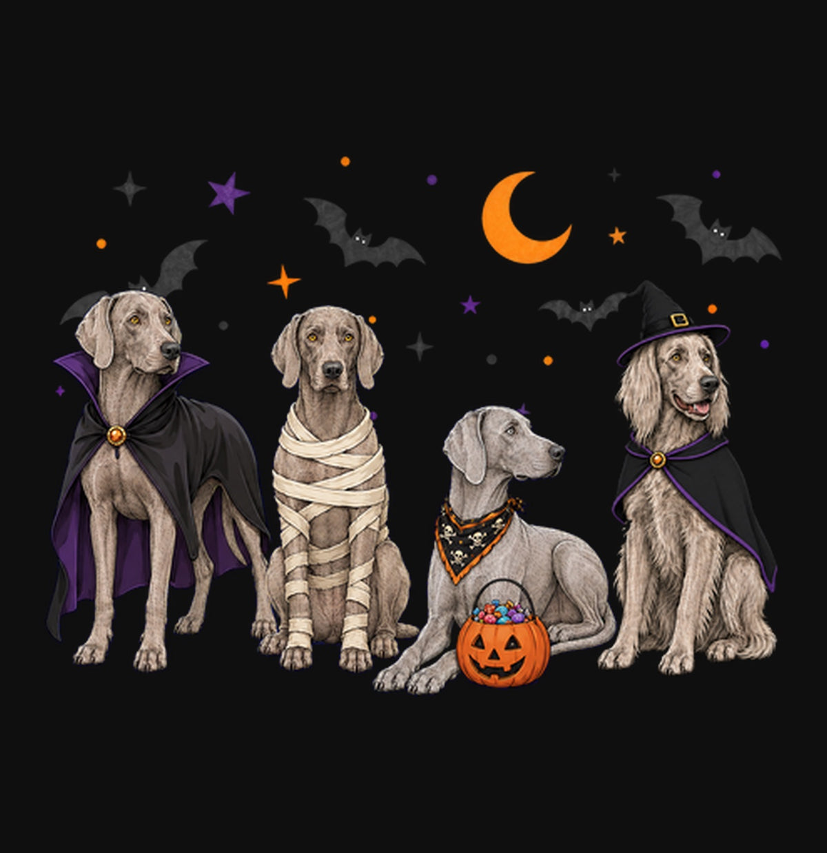 Weimaraner Halloween Lineup - Adult Unisex Crewneck Sweatshirt