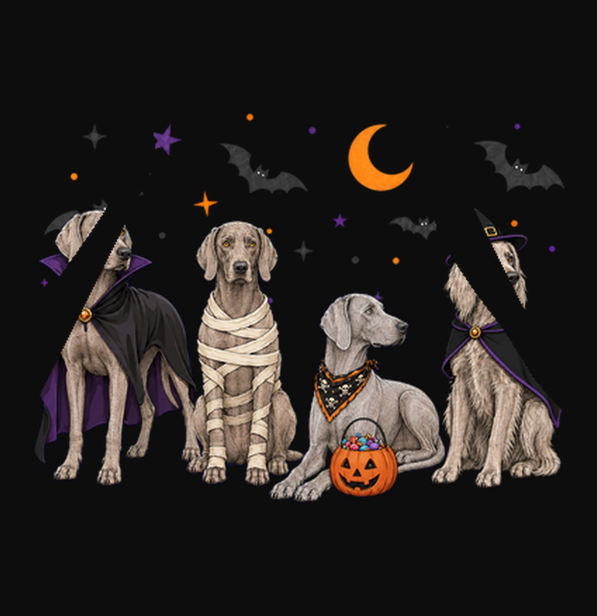 Weimaraner Halloween Lineup - Adult Unisex Hoodie
