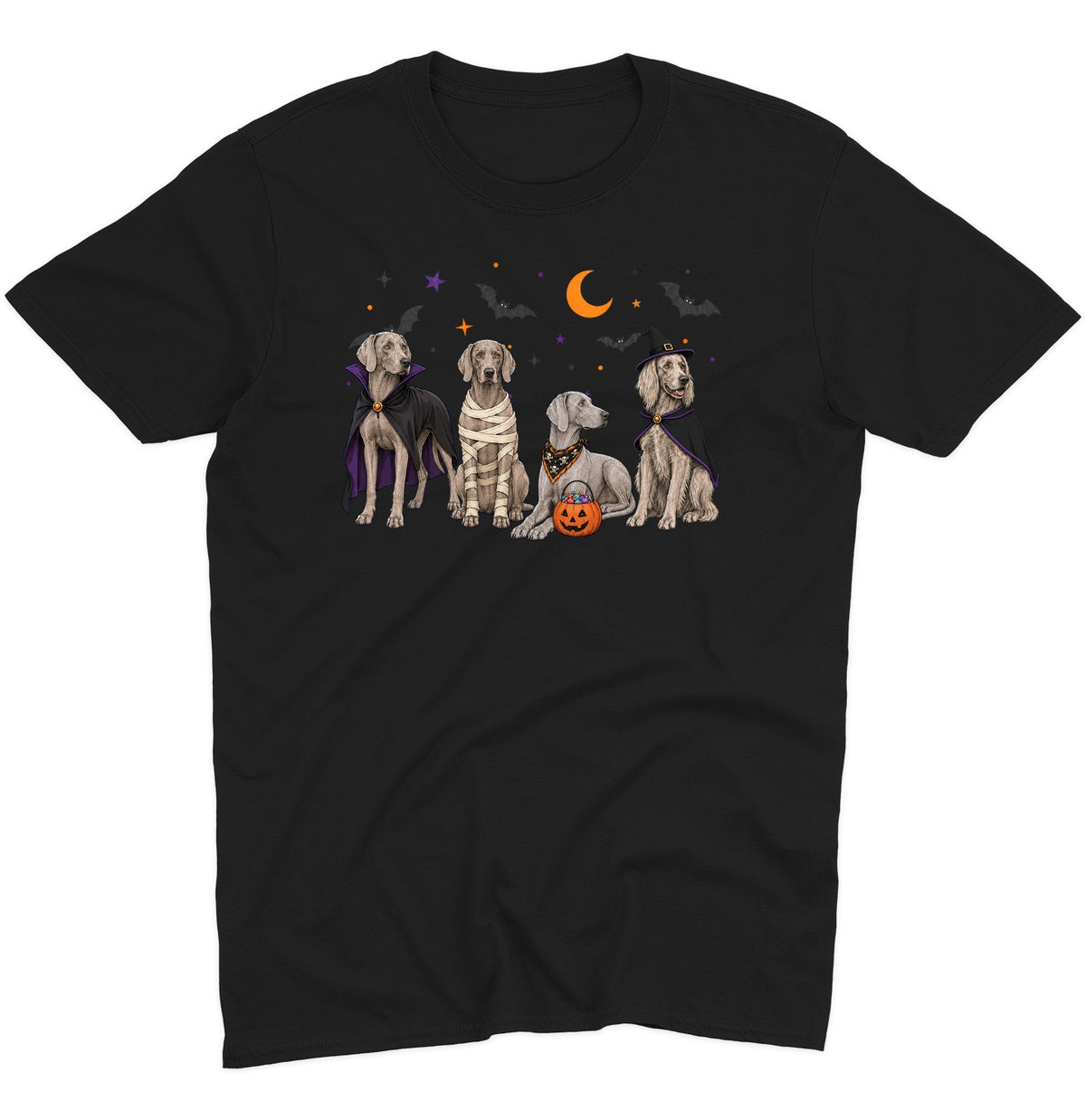 Weimaraner Halloween Lineup - Adult Unisex T-Shirt