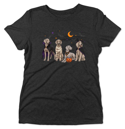 Weimaraner Halloween Lineup - Women's Tri-Blend T-Shirt