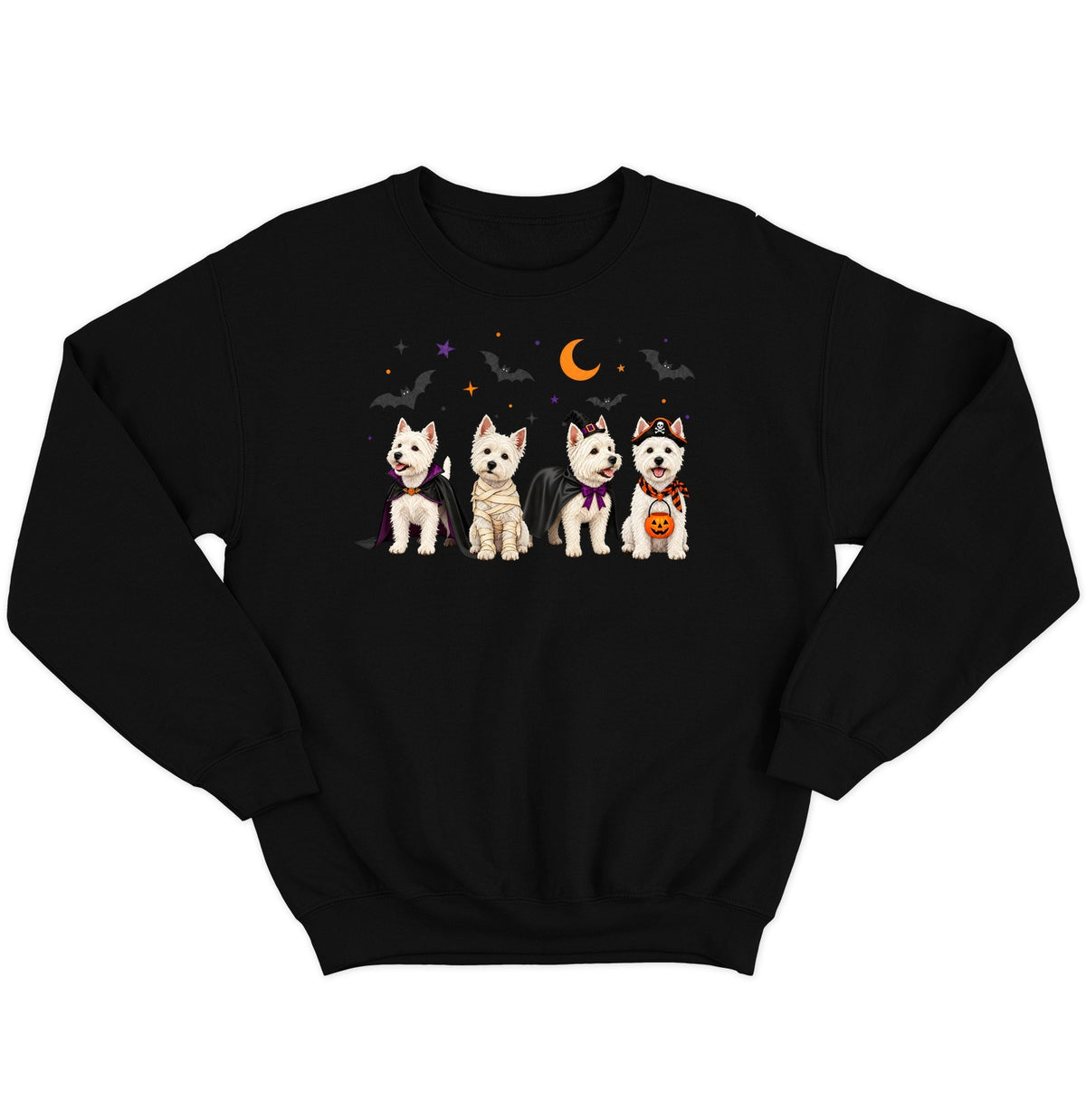 West Highland White Terrier Halloween Lineup - Adult Unisex Crewneck Sweatshirt