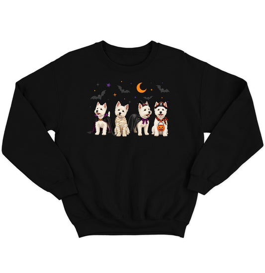 West Highland White Terrier Halloween Lineup - Adult Unisex Crewneck Sweatshirt