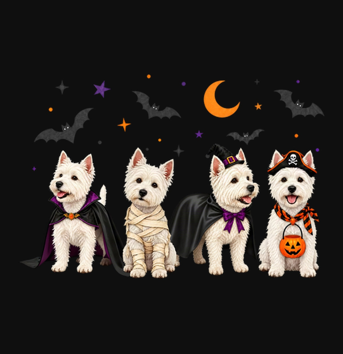 West Highland White Terrier Halloween Lineup - Adult Unisex Crewneck Sweatshirt