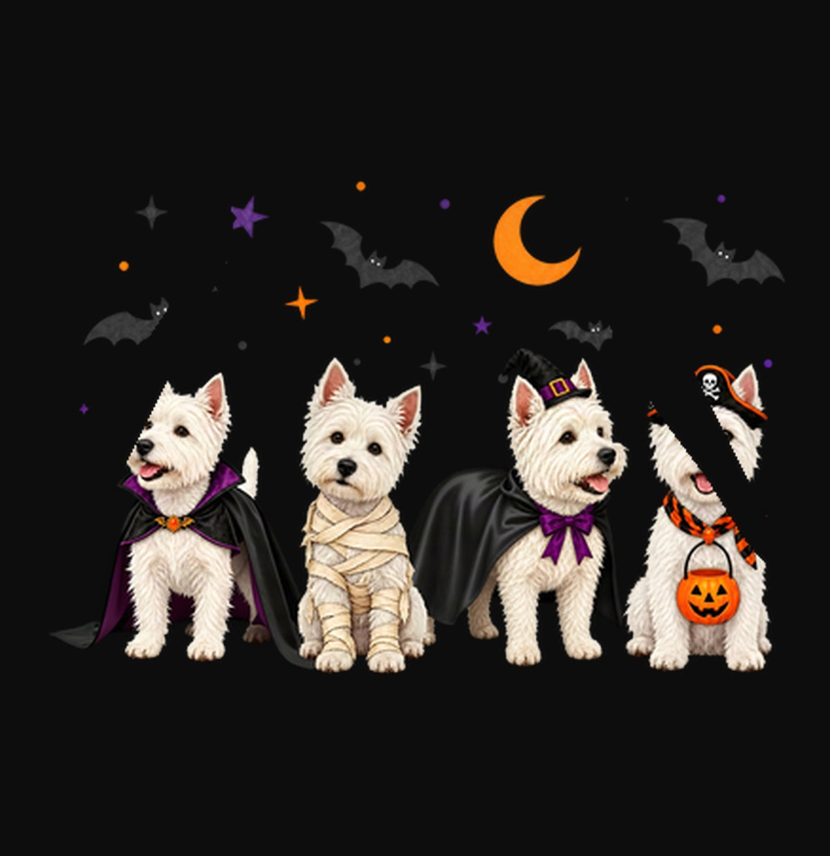 West Highland White Terrier Halloween Lineup - Adult Unisex Hoodie
