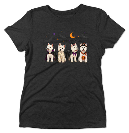 West Highland White Terrier Halloween Lineup - Women's Tri-Blend T-Shirt
