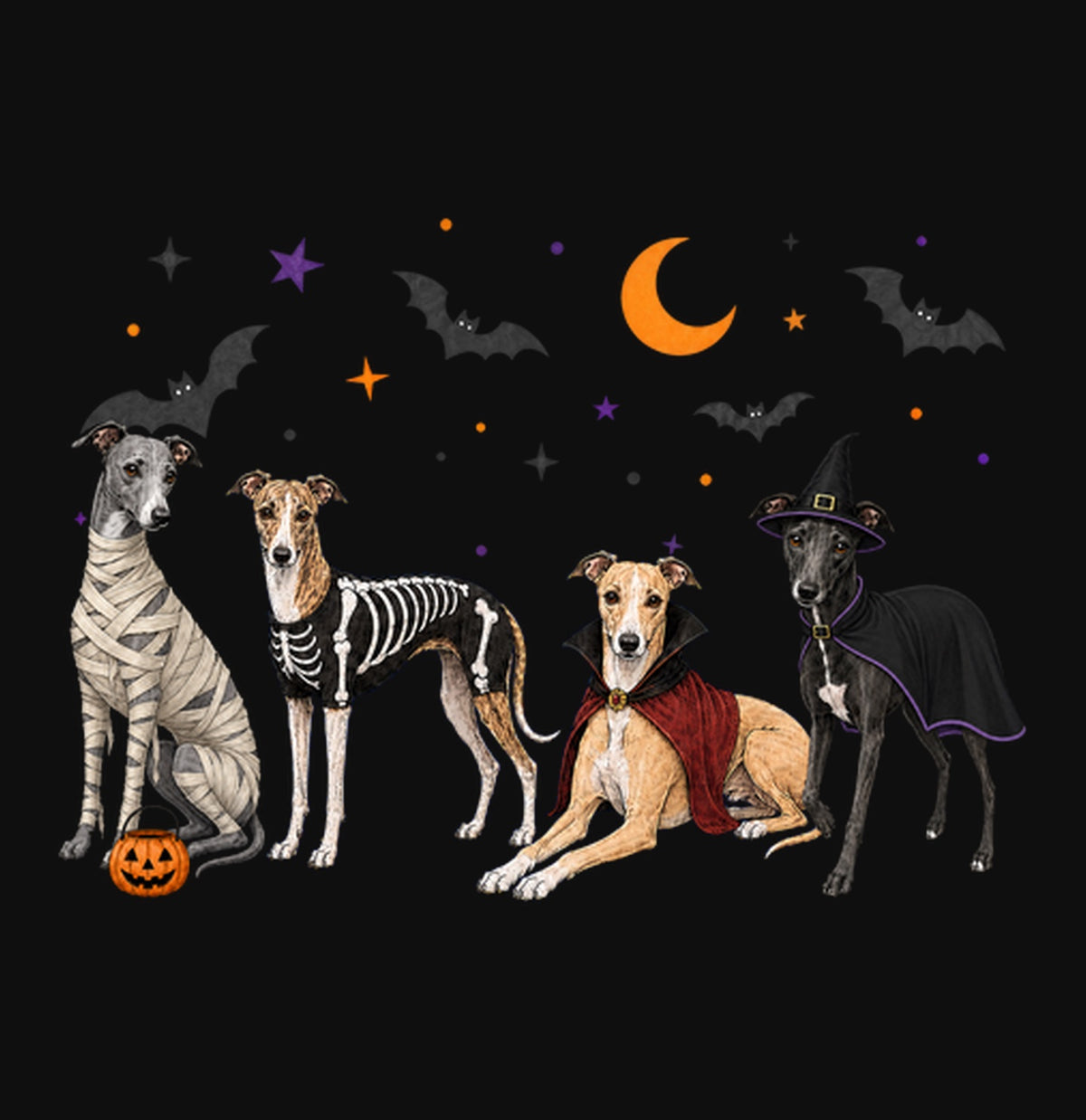 Whippet Halloween Lineup - Adult Unisex Crewneck Sweatshirt
