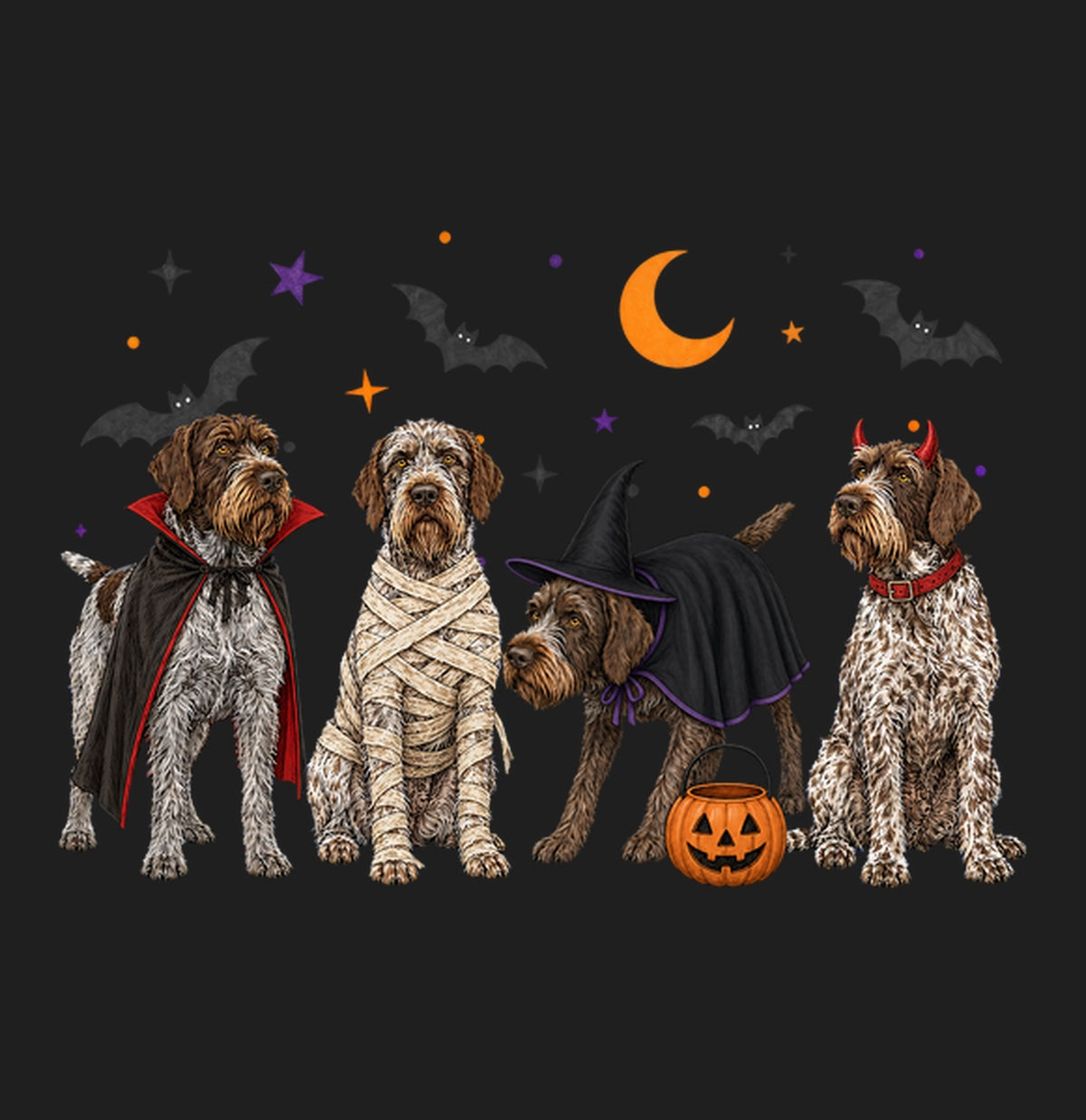 Wirehaired Pointing Griffon Halloween Lineup - Adult Tri-Blend T-Shirt