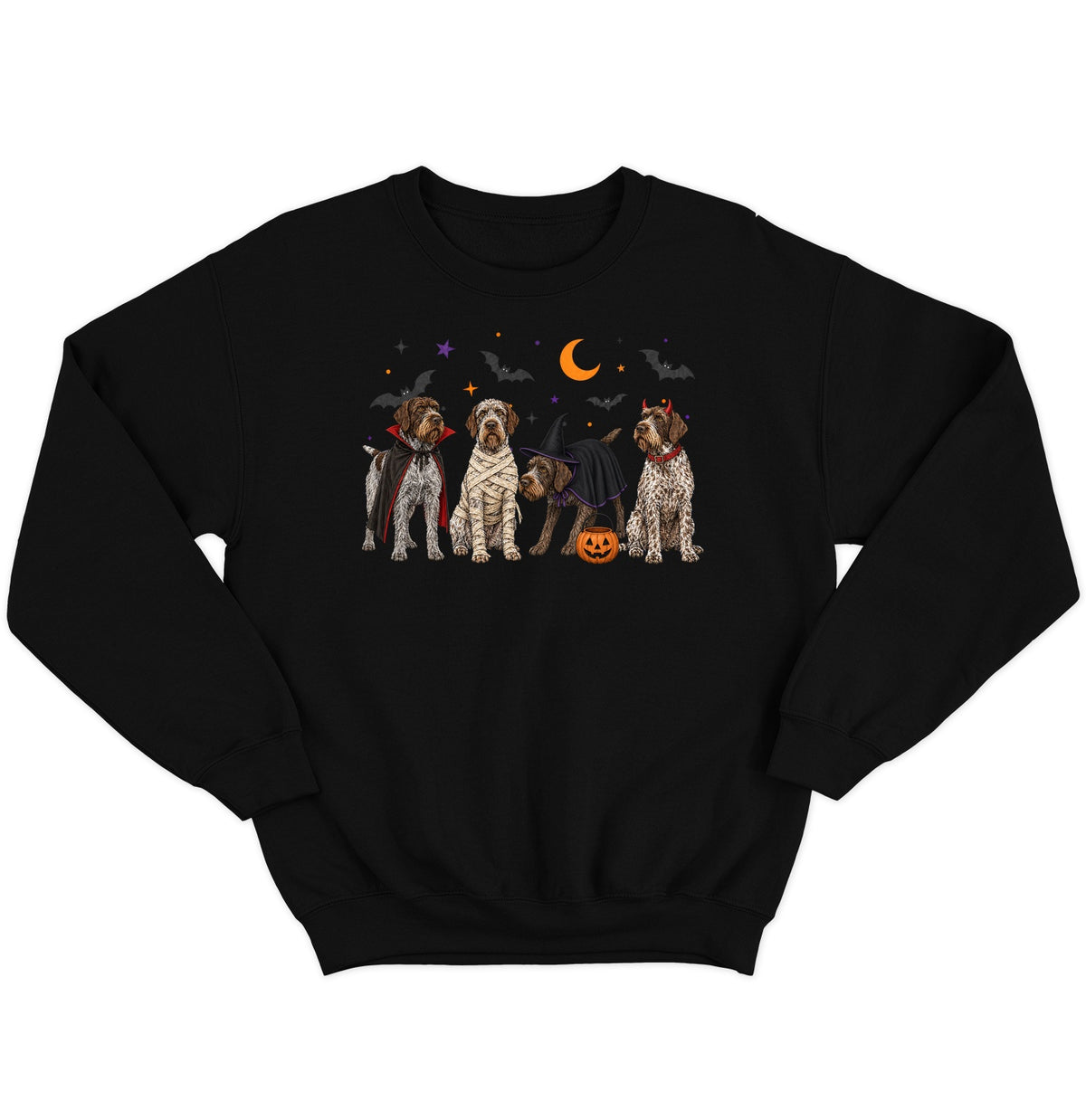 Wirehaired Pointing Griffon Halloween Lineup - Adult Unisex Crewneck Sweatshirt