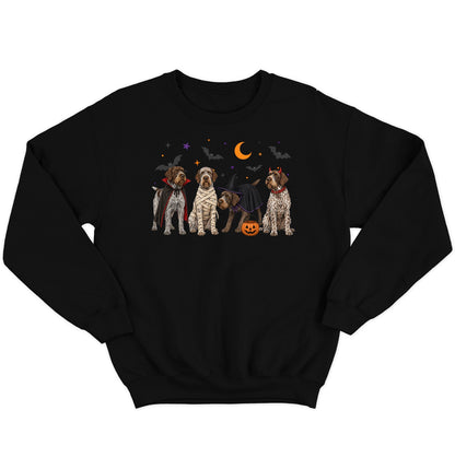 Wirehaired Pointing Griffon Halloween Lineup - Adult Unisex Crewneck Sweatshirt