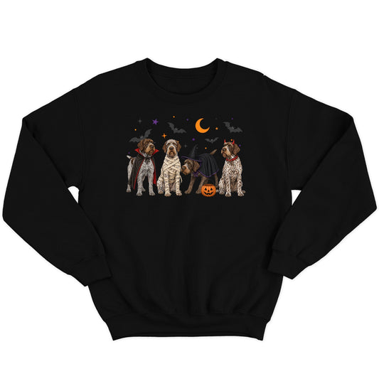 Wirehaired Pointing Griffon Halloween Lineup - Adult Unisex Crewneck Sweatshirt