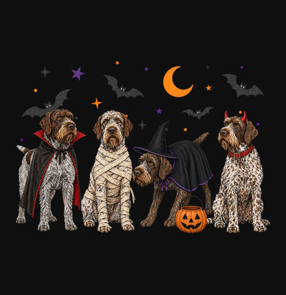 Wirehaired Pointing Griffon Halloween Lineup - Adult Unisex Crewneck Sweatshirt