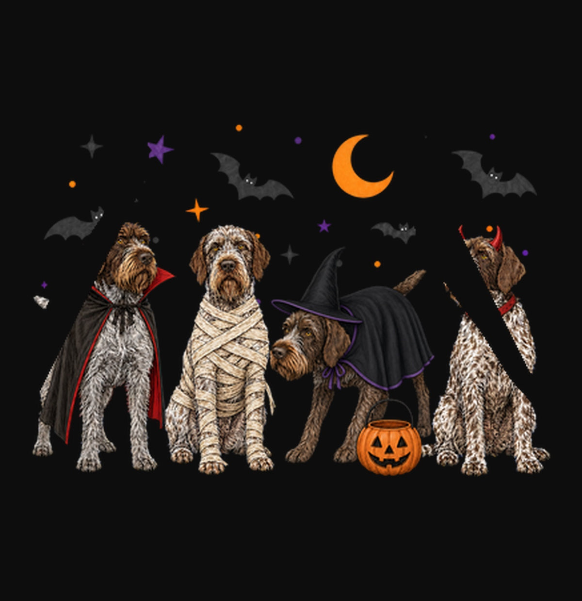 Wirehaired Pointing Griffon Halloween Lineup - Adult Unisex Hoodie