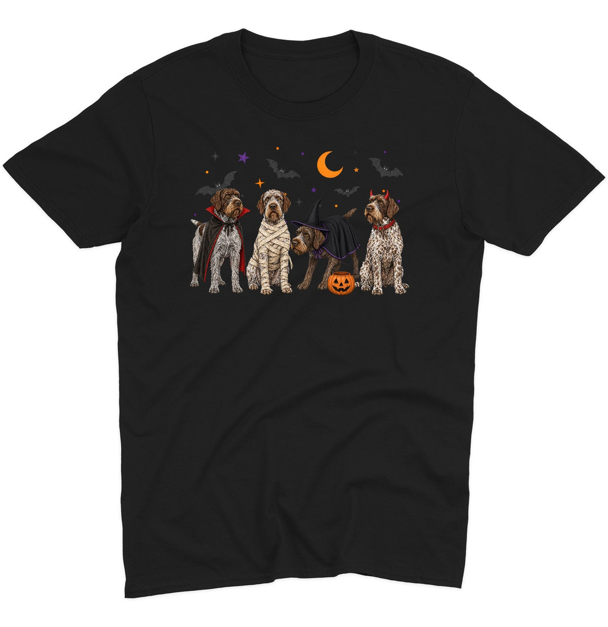 Wirehaired Pointing Griffon Halloween Lineup - Adult Unisex T-Shirt