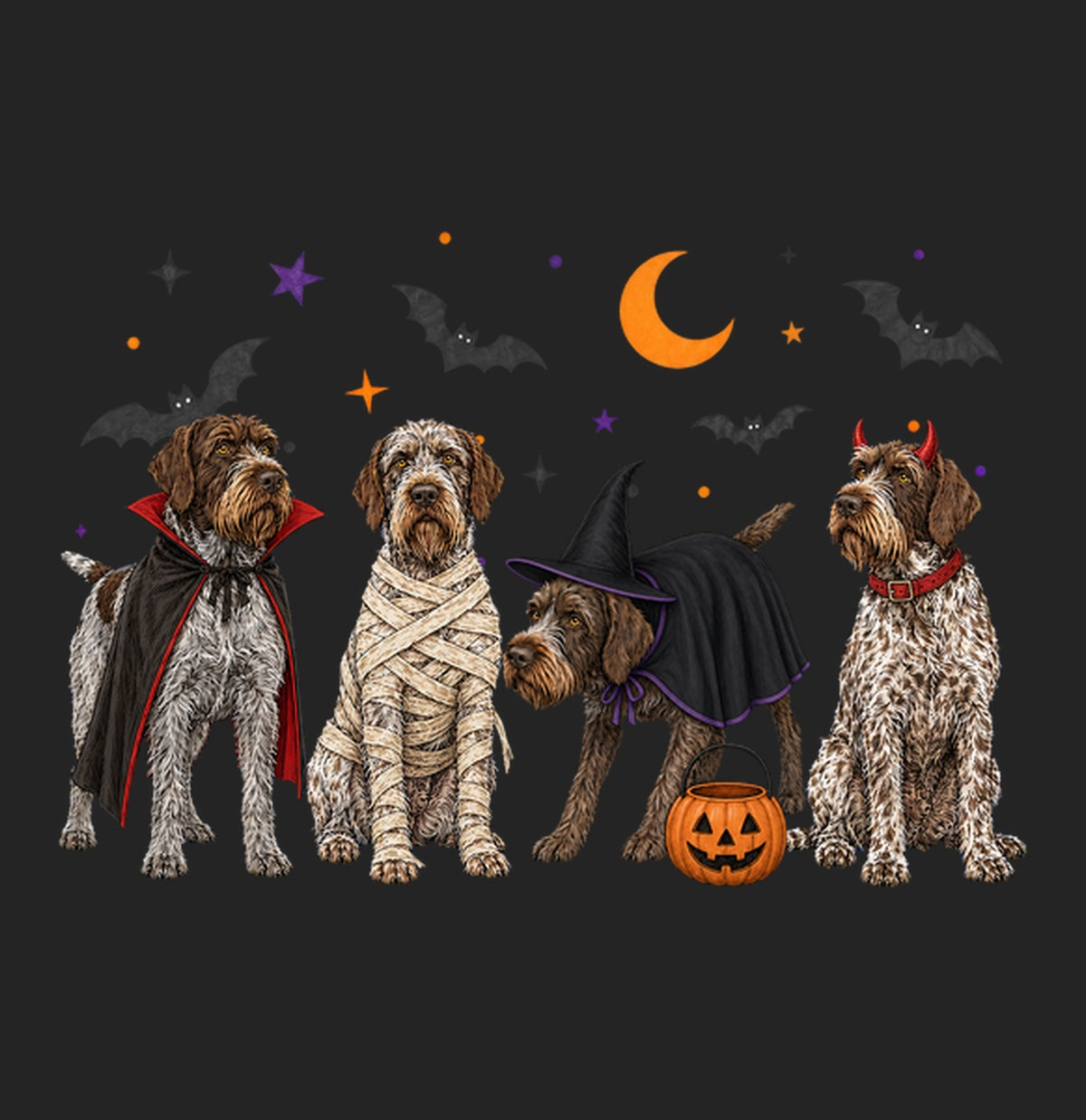 Wirehaired Pointing Griffon Halloween Lineup - Women's Tri-Blend T-Shirt