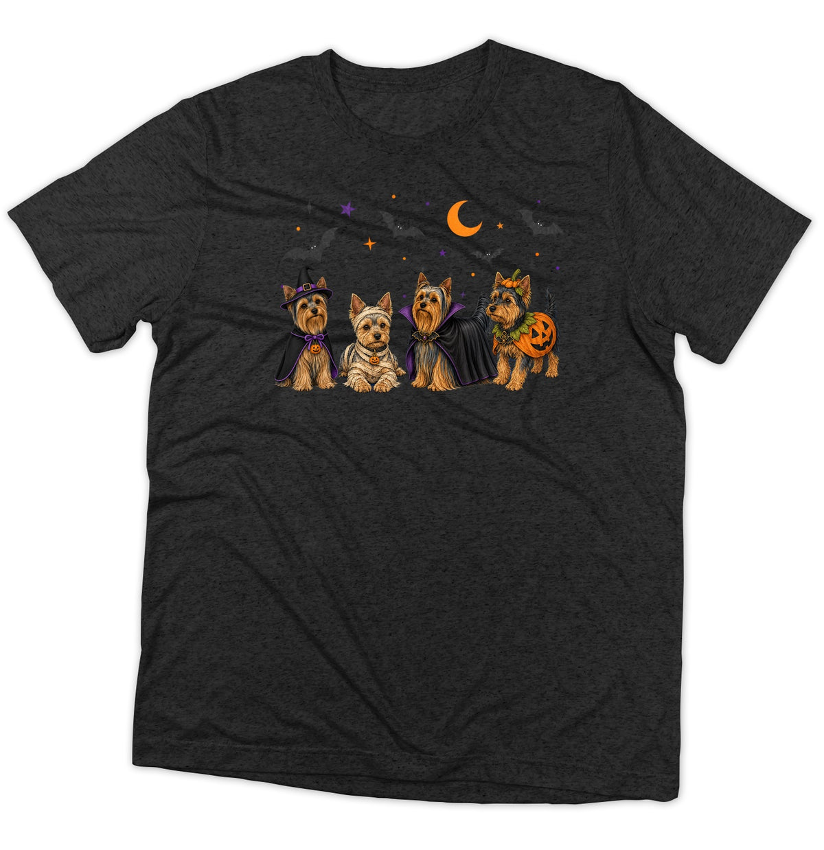 Yorkshire Terrier Halloween Lineup - Adult Tri-Blend T-Shirt