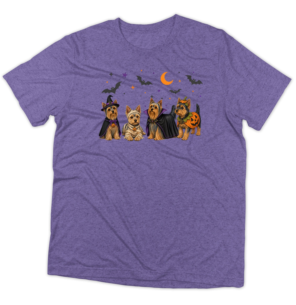 Yorkshire Terrier Halloween Lineup - Adult Tri-Blend T-Shirt