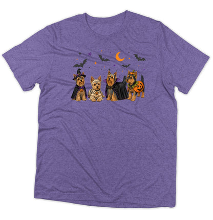 Yorkshire Terrier Halloween Lineup - Adult Tri-Blend T-Shirt